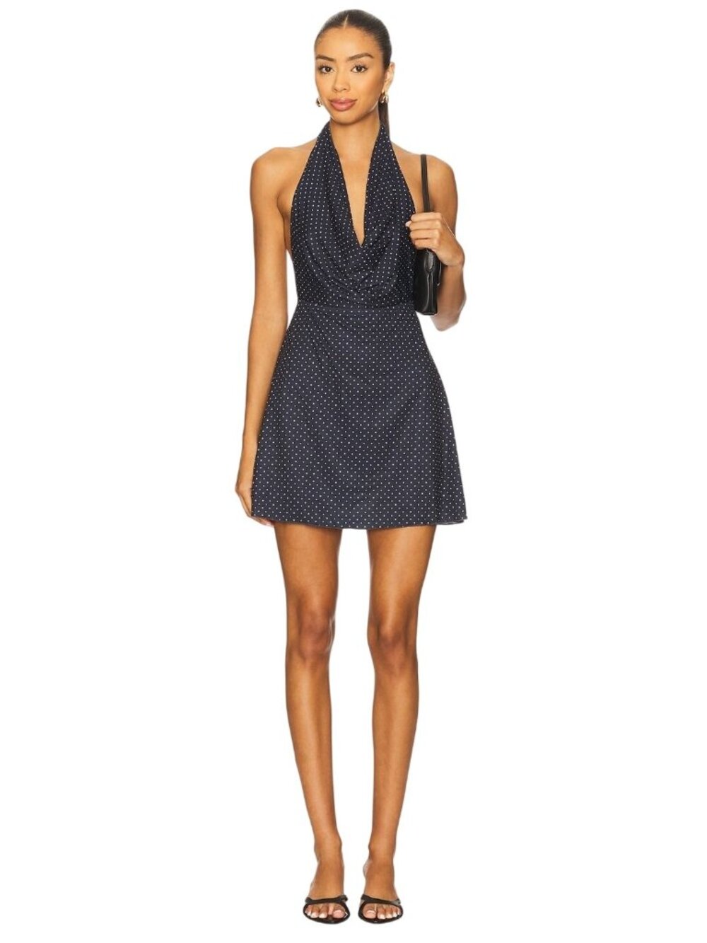 WeWoreWhat x REVOLVE Halter Cowl Mini Dress in Navy Multi Small New Womens